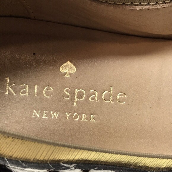 Kate Spade New York Gold Trim Calf Hair Flats Animal Print Skip on Shoes Sz 7.5 - Picture 8 of 10
